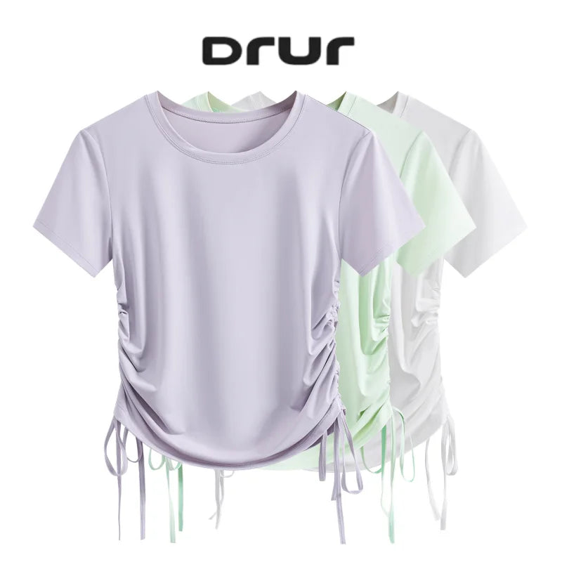DRUR Summer Yoga Tops With Drawstring Side